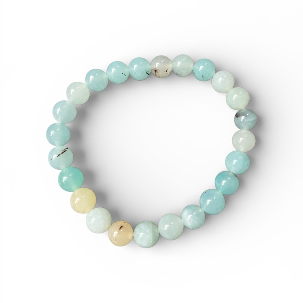 Agate with tourmaline stretch bracelet